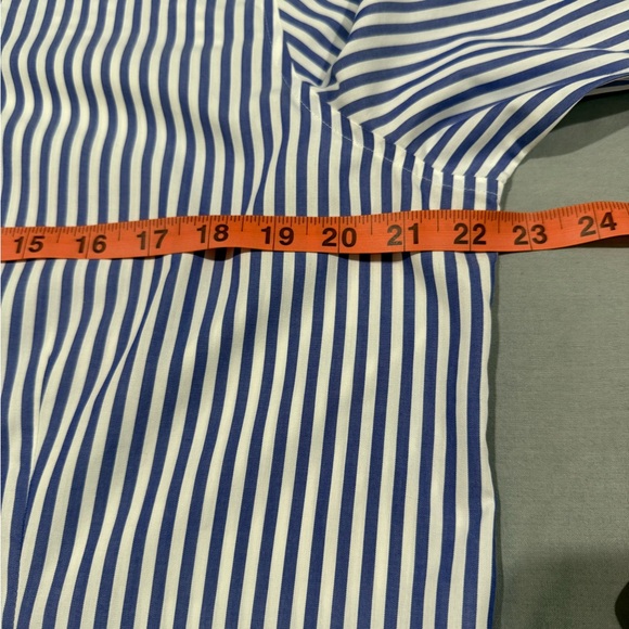 Chico's blue and White Striped Non-Iron Button Down Shirt Size 2 - Picture 8 of 12
